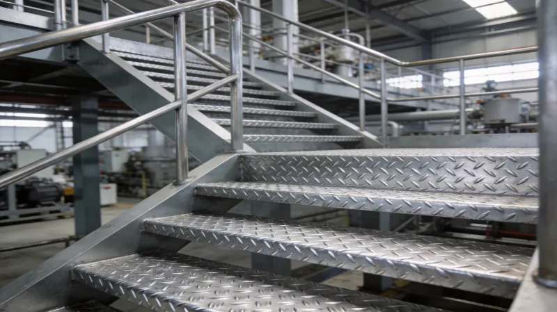 Chequered Plate used for stair treads and walkway platforms